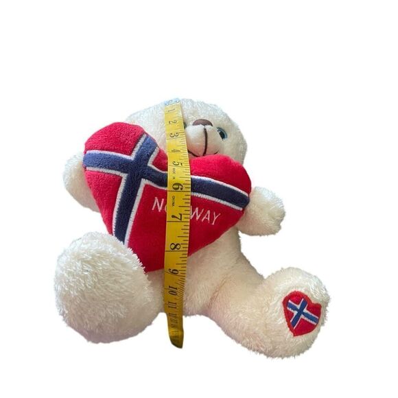 Way Nor Polar Bear With Flag Heart Stuffed Plush Doll - Picture 2 of 13